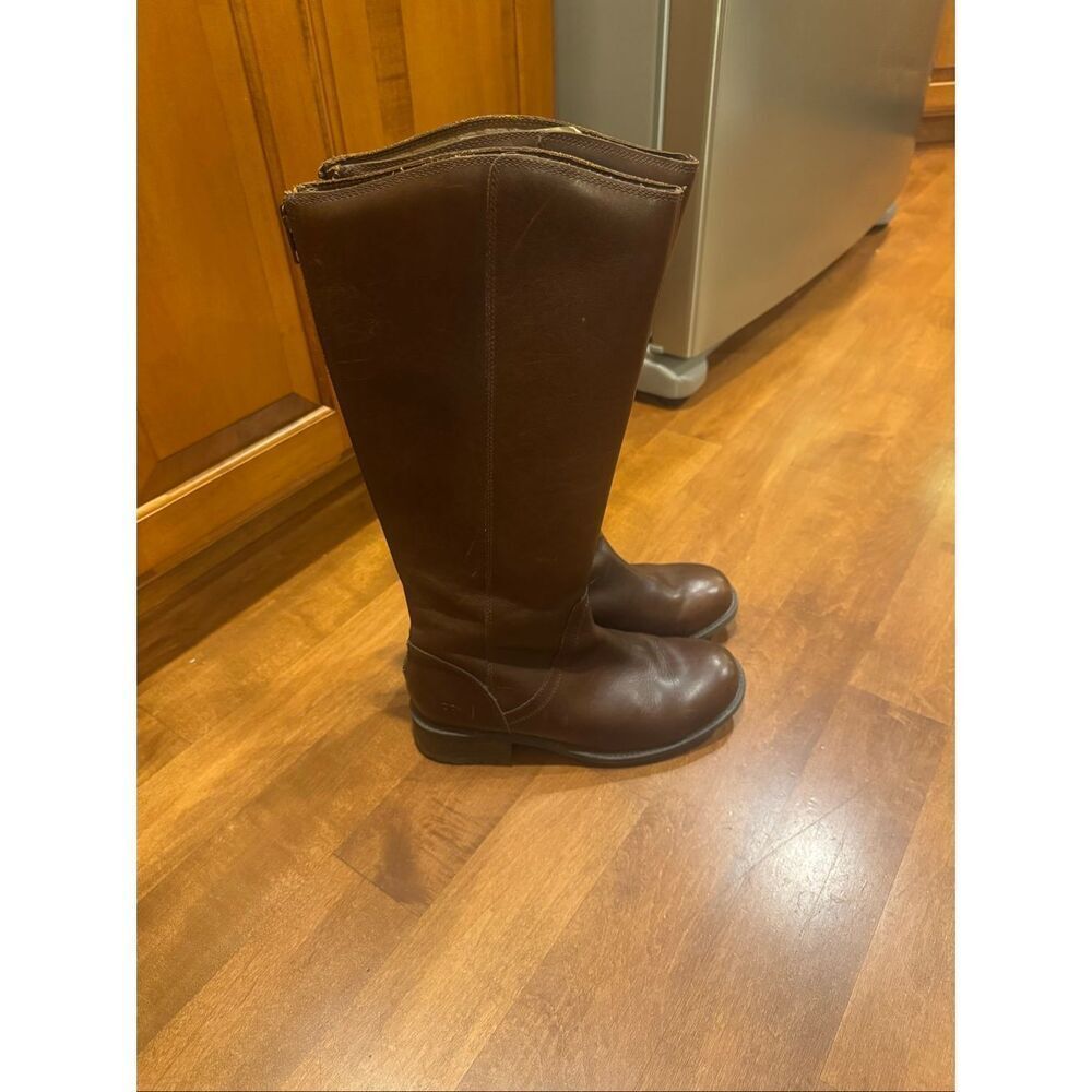 UGG Australia Brown Leather Tall Riding Boots Womens 8.5 Zip Knee High